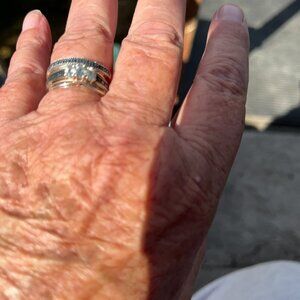 Sterling Aquamarine And Blue Diamond Wedding Set, Size 7.75